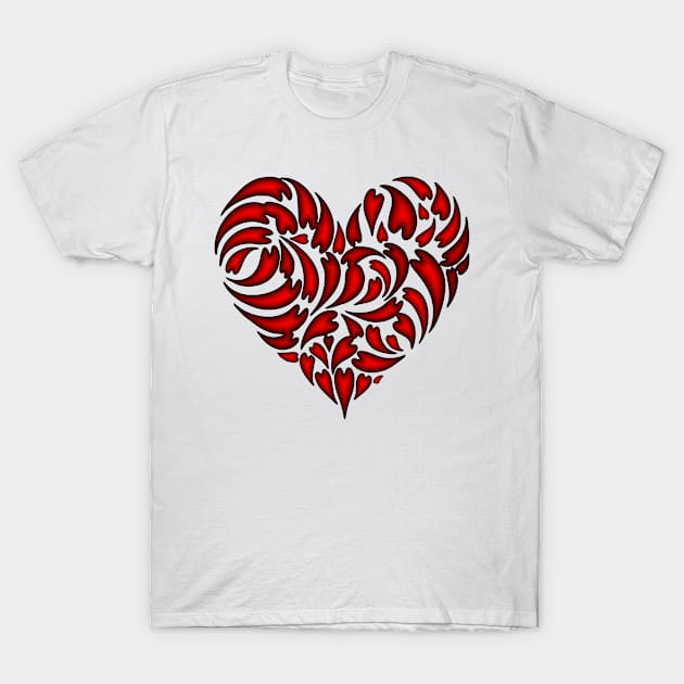 Red fractured heart with multiple hearts T-Shirt by Montanescu